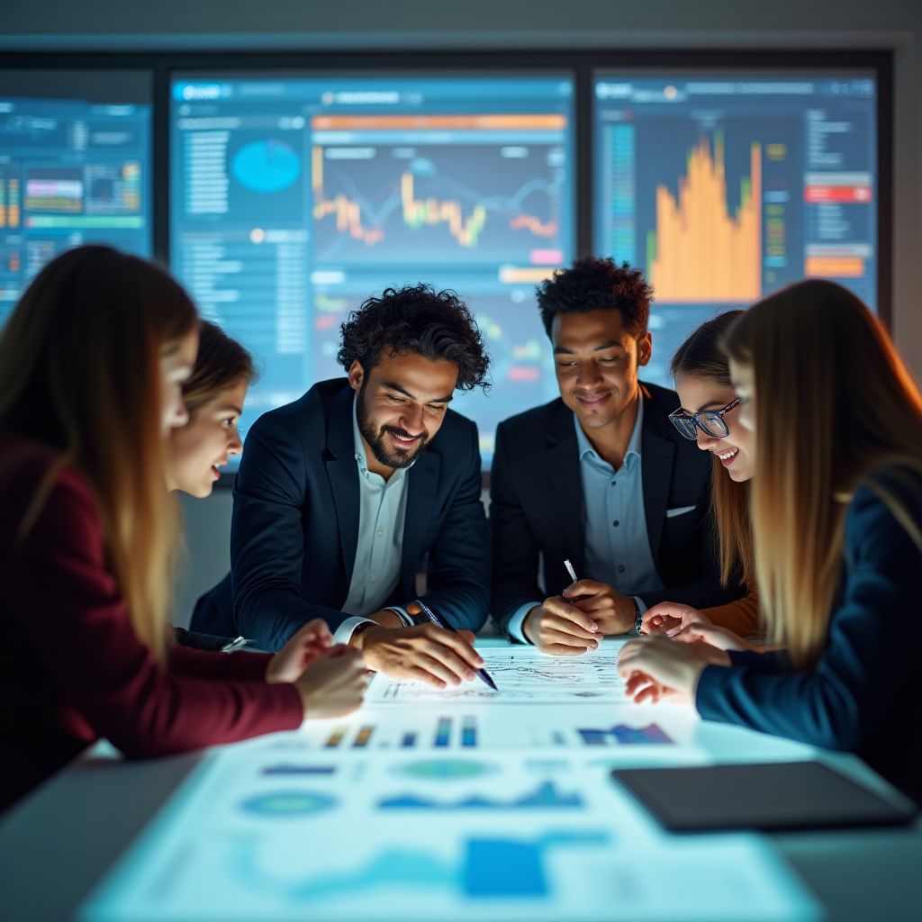 Estudiantes colaborando en proyecto educativo sobre el sector energético