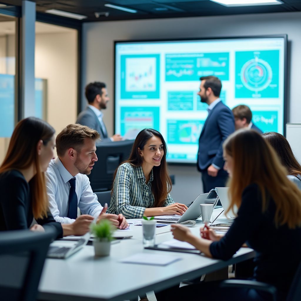 Equipo de profesionales analizando tendencias energéticas